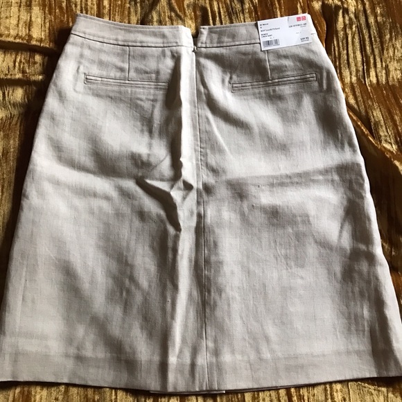 NWT Uniqlo Beige Linen Pencil Skirt Size 10 - Picture 2 of 4